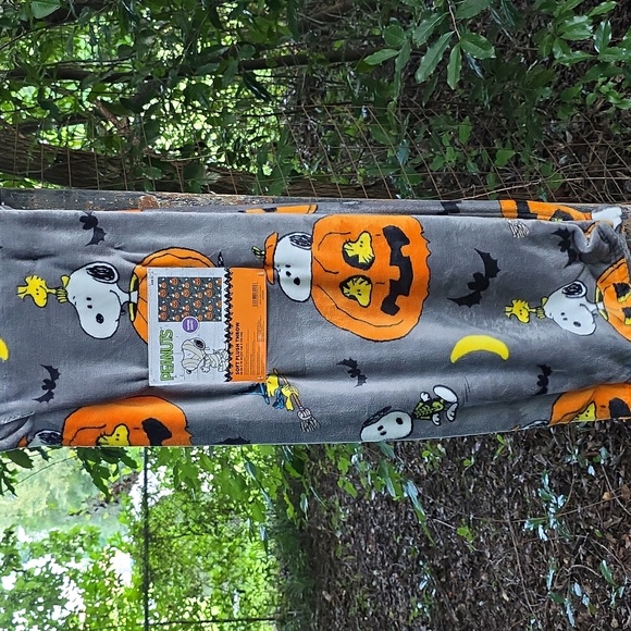 Peanuts Other - Peanuts Oversized Grey Blanket Snoopy Woodstock Orange Pumpkins Halloween